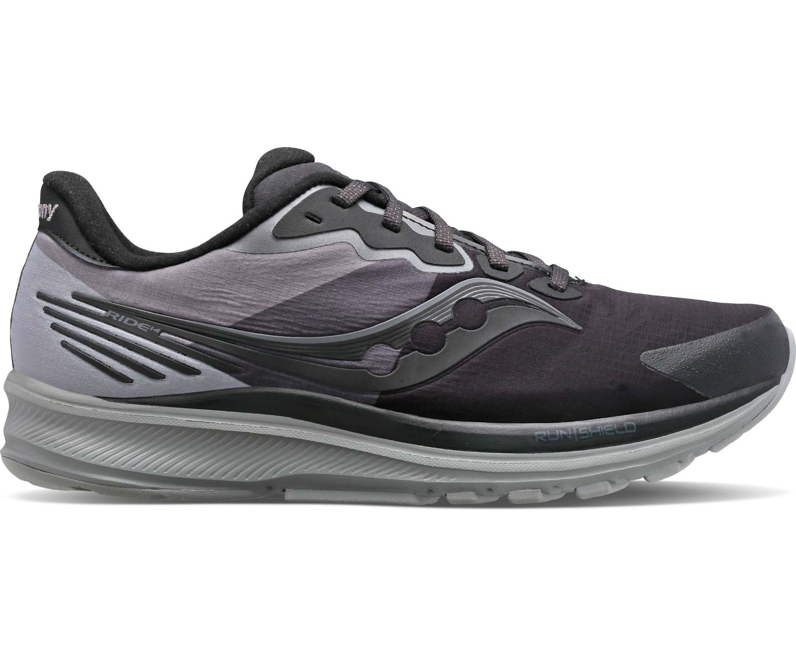 Black / Grey Men\'s Saucony Ride 14 Runshield Running Shoes | WDUBK7156