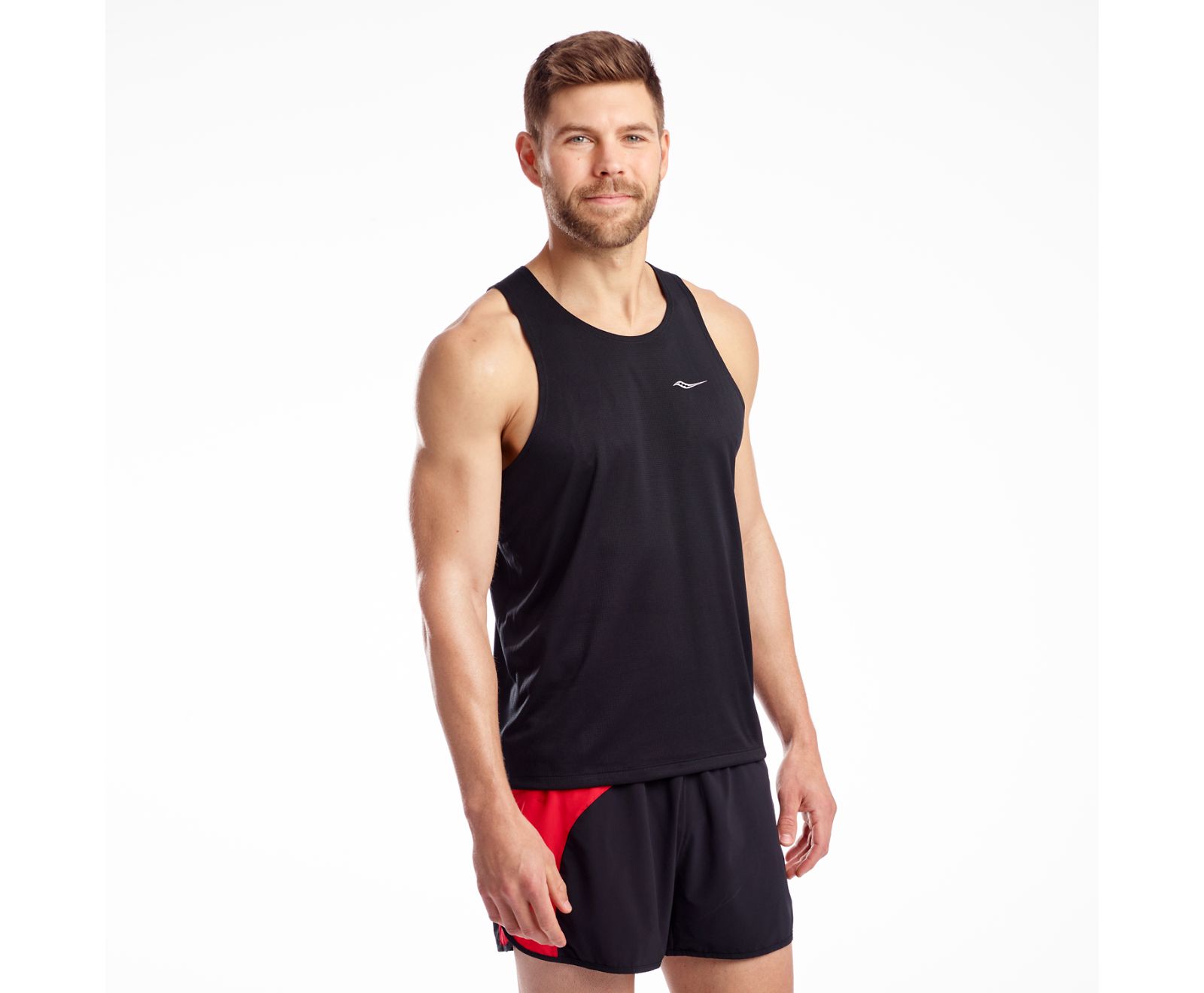 Black Men\'s Saucony Stopwatch Singlet Tanks | MLWGQ1827