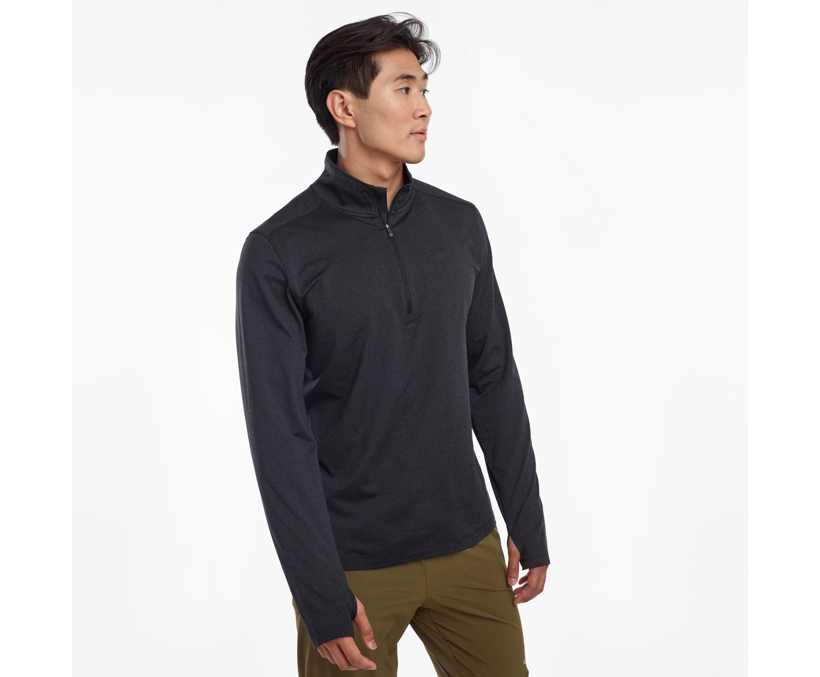 Black Men\'s Saucony Sunday 1/4 Zip Jackets | PDBFR2458