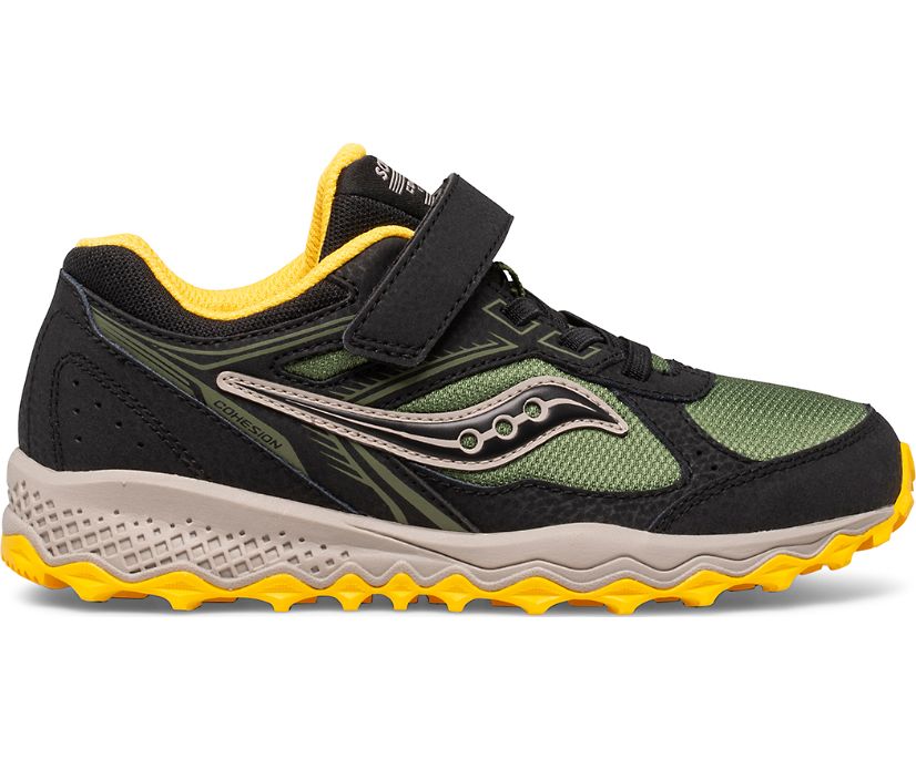 Black / Olive / Yellow Kids' Saucony Cohesion 14 A/C Sneakers | EFKPS9168