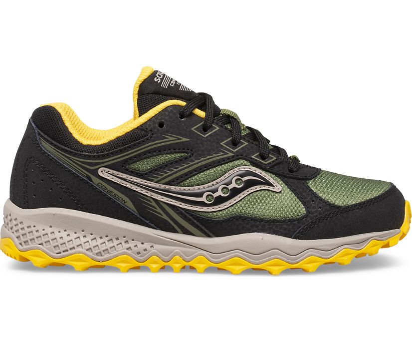 Black / Olive / Yellow Kids\' Saucony Cohesion Tr14 Lace Sneakers | YUPTR0147