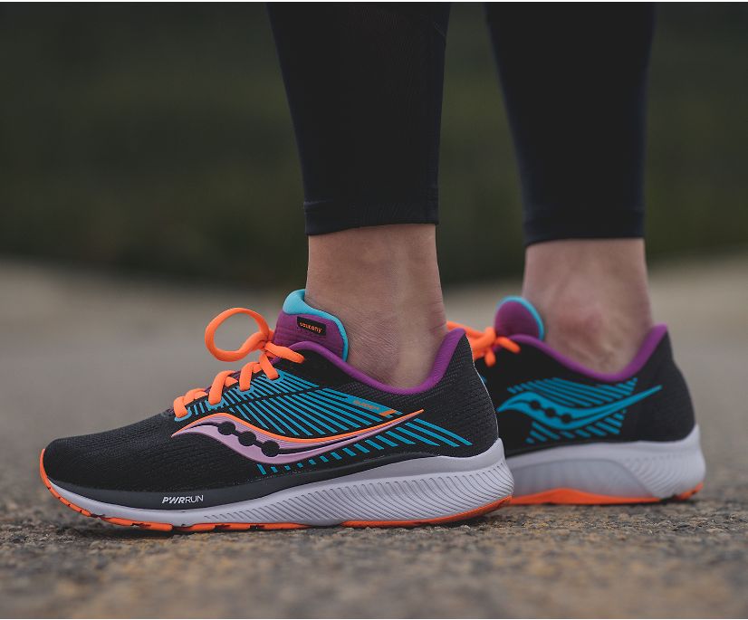 Black / Orange Women's Saucony Guide 14 Running Shoes | GHYKR5392