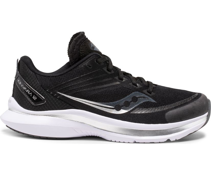 Black / White Kids' Saucony Kinvara 12 Sneakers | JQSYM0143