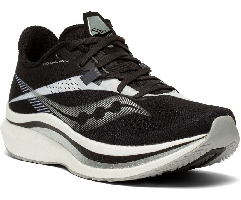 Black / White Women's Saucony Endorphin Pro 2 Running Shoes | THNBC7102