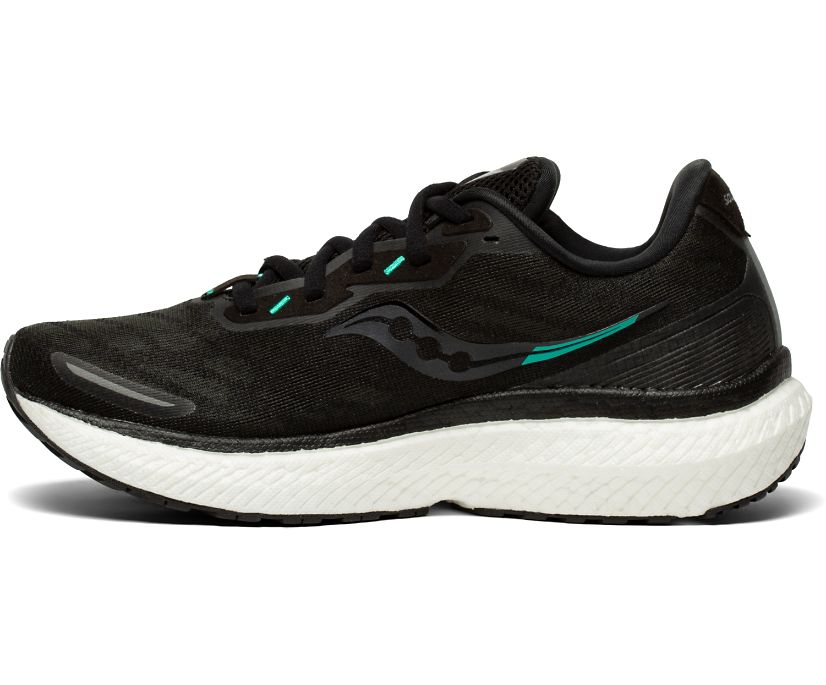 Black / White Women's Saucony Triumph 19 Wide Running Shoes | HIJTL8170