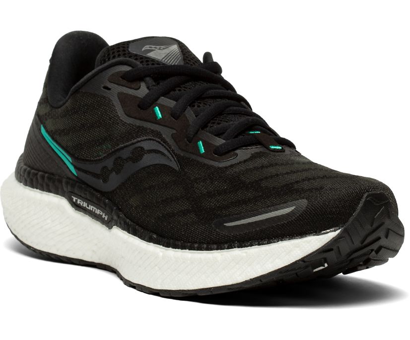 Black / White Women's Saucony Triumph 19 Wide Running Shoes | HIJTL8170