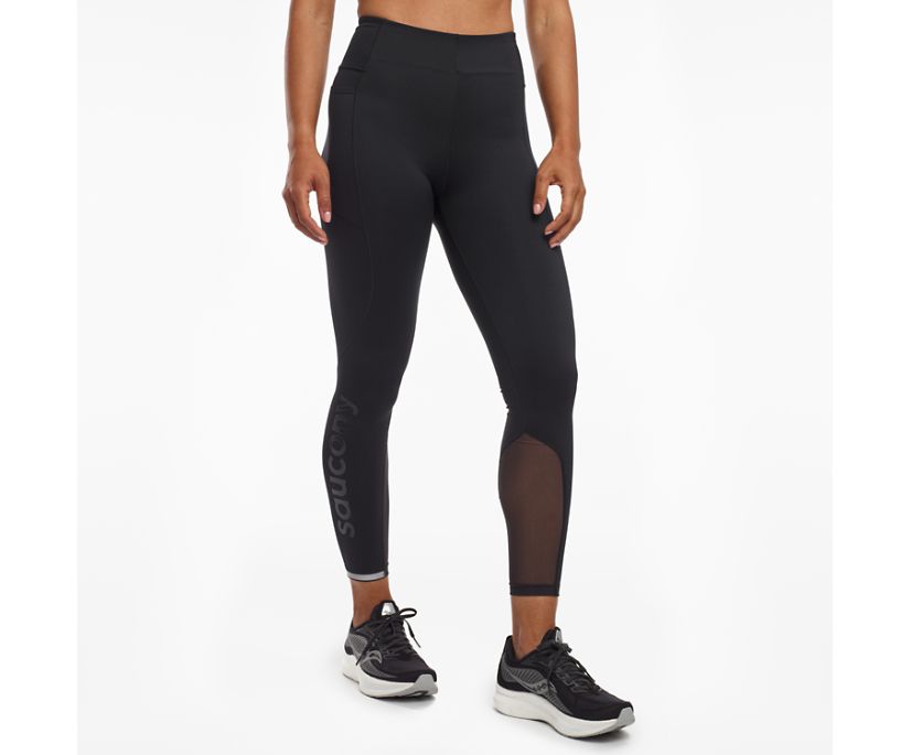 Black Women\'s Saucony Fortify High Rise 7/8 Pants | QGPTX6982