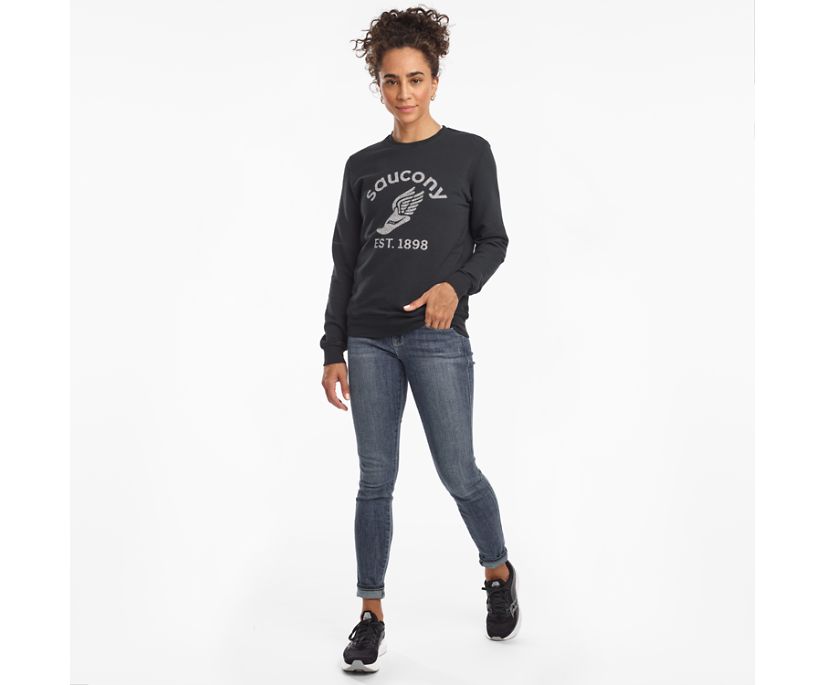 Black Women's Saucony Rested Crewneck Shirts | QZVBN7653