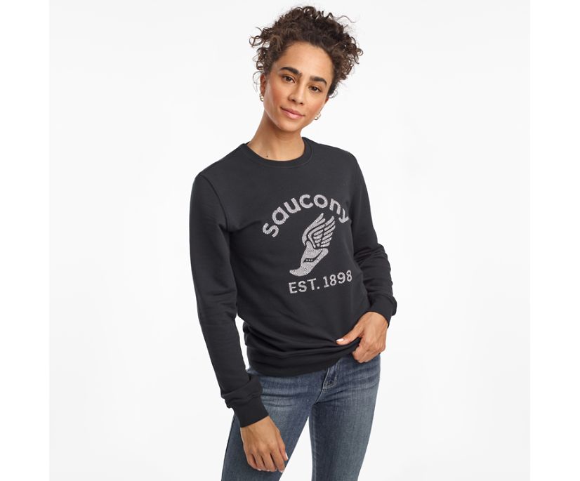 Black Women\'s Saucony Rested Crewneck Shirts | QZVBN7653