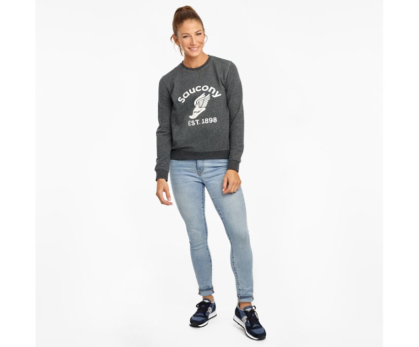 Black Women's Saucony Rested Crewneck Shirts | UATOD6309