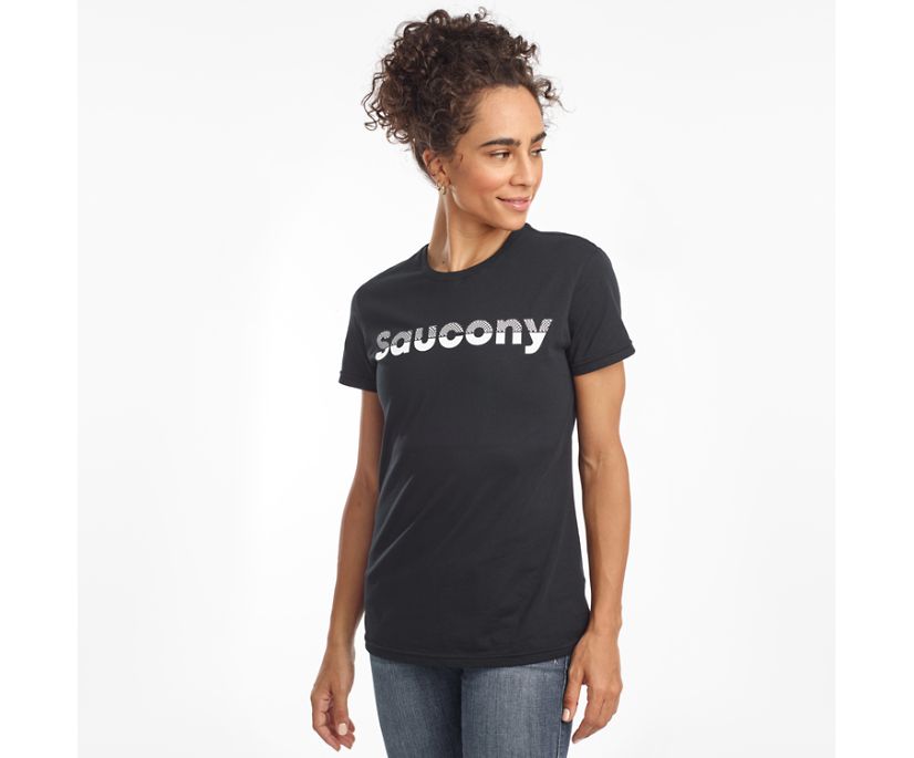 Black Women\'s Saucony Rested Short Sleeve Shirts | BAEZH3614