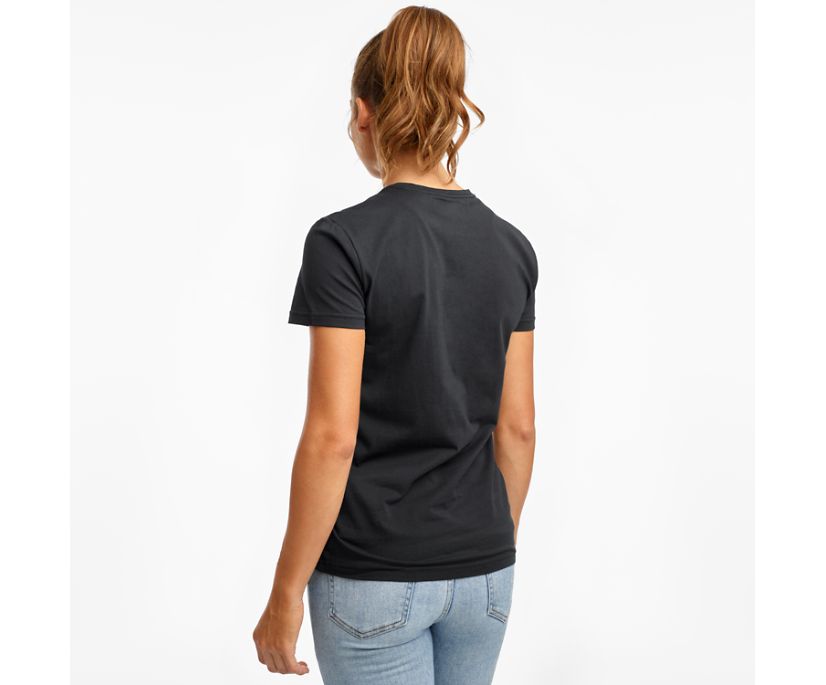 Black Women's Saucony Rested Short Sleeve Shirts | TJDFS2389