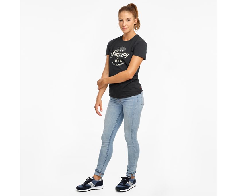 Black Women's Saucony Rested Short Sleeve Shirts | TJDFS2389