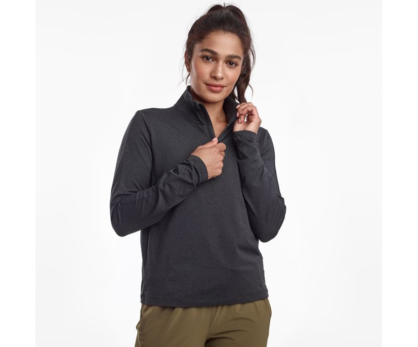 Black Women\'s Saucony Sunday 1/4 Zip Jackets | WRKLA7235