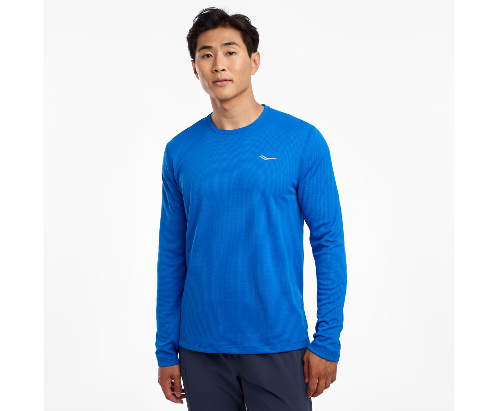 Blue Men\'s Saucony Stopwatch Long Sleeve Shirts | JMUVE2850