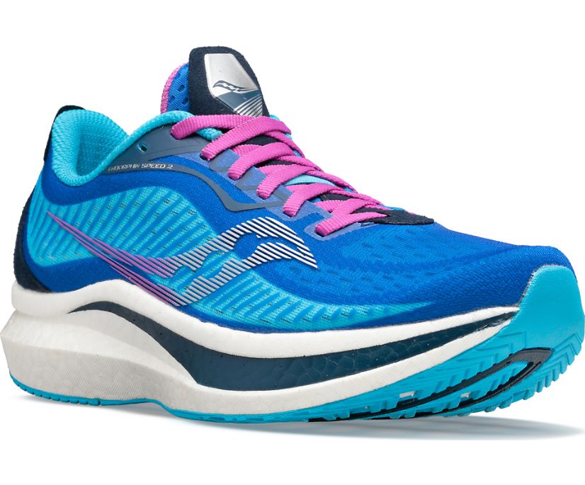 Blue / Pink Women's Saucony Endorphin Speed 2 Running Shoes | NUGYA9851