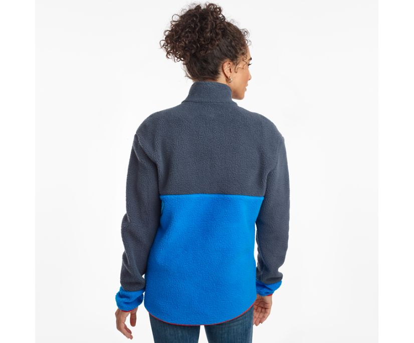 Blue Women's Saucony Fireside Fleece Anorak Jackets | RXYFW5784