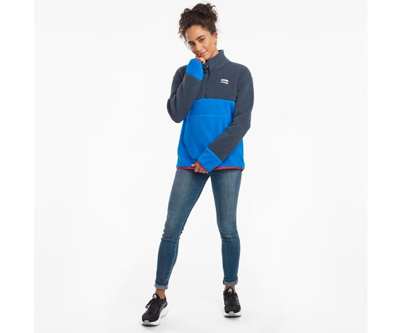 Blue Women's Saucony Fireside Fleece Anorak Jackets | RXYFW5784