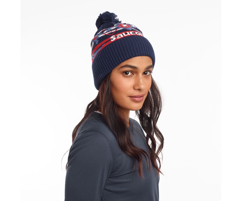 Blue Women's Saucony Rested Pom Beanies | YEMXA8196