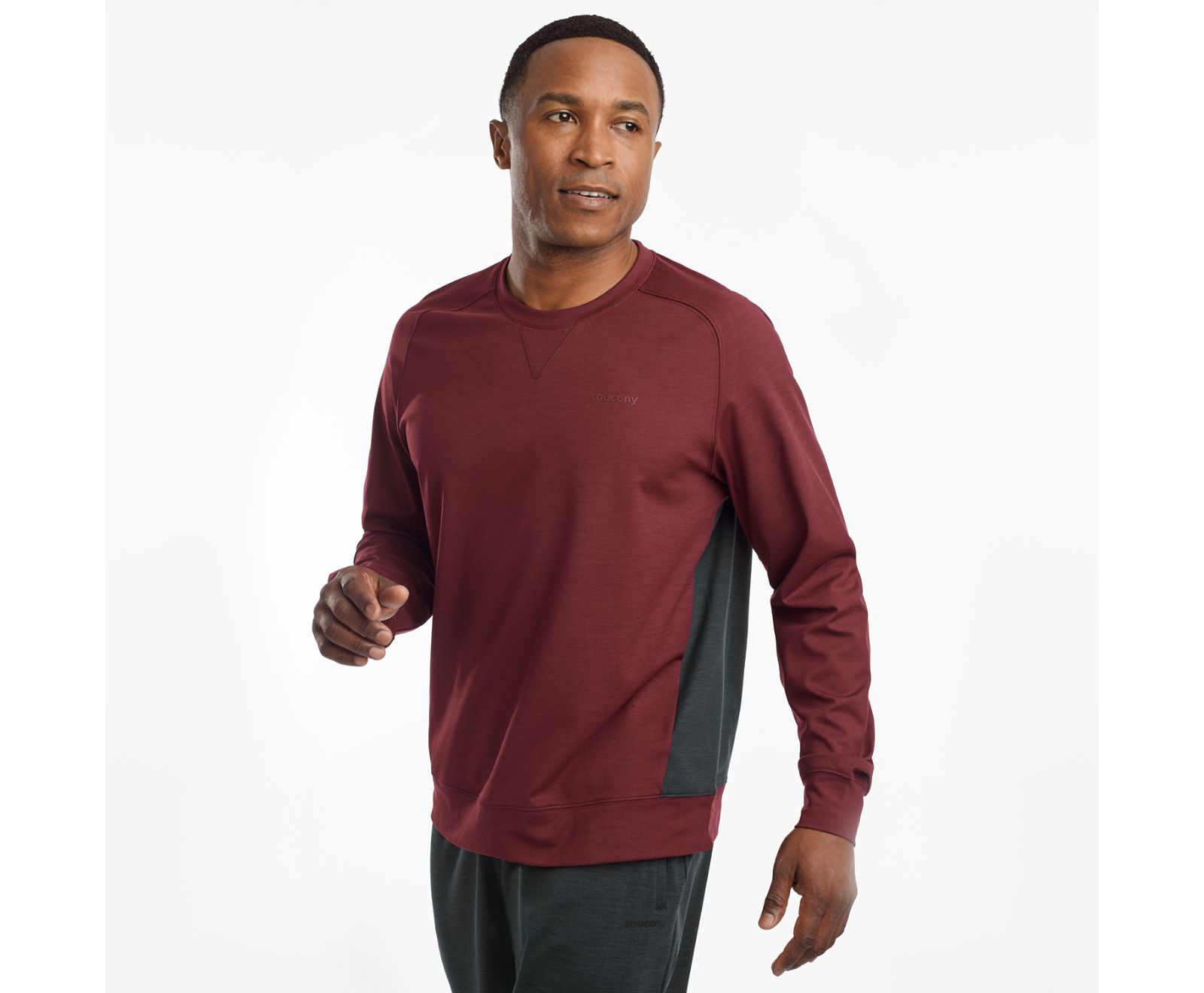 Burgundy / Black Men\'s Saucony Solstice Crew Jackets | THVXJ7413