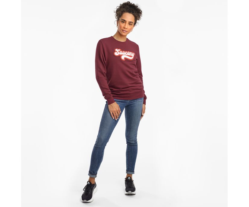 Burgundy Women's Saucony Rested Crewneck Shirts | TUFJE1287