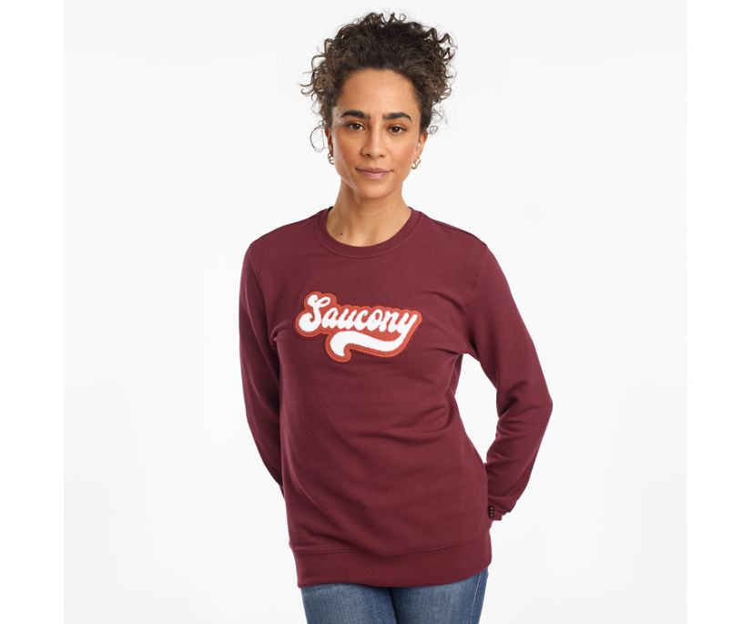 Burgundy Women\'s Saucony Rested Crewneck Shirts | TUFJE1287