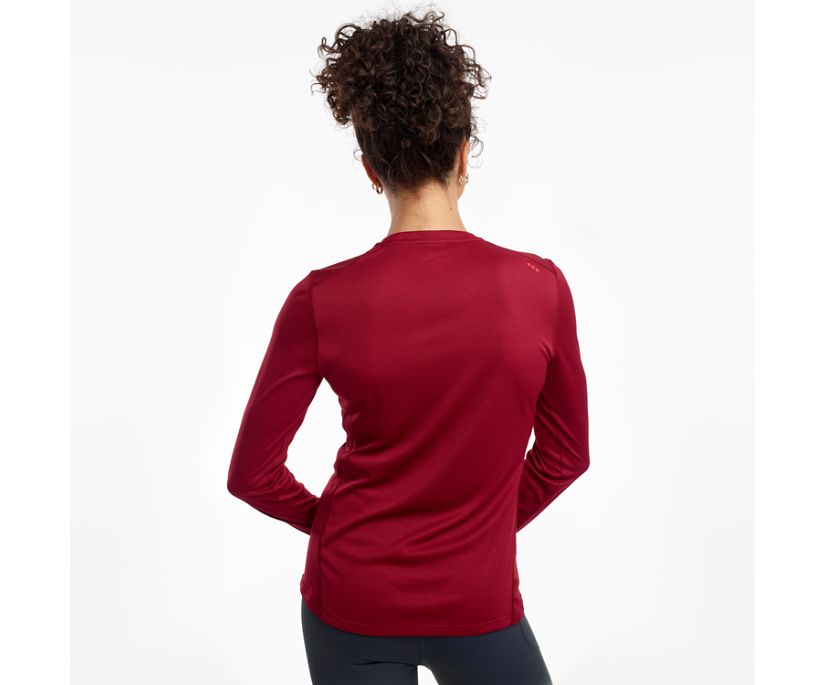 Burgundy Women's Saucony Stopwatch Long Sleeve Shirts | CTVXJ7895