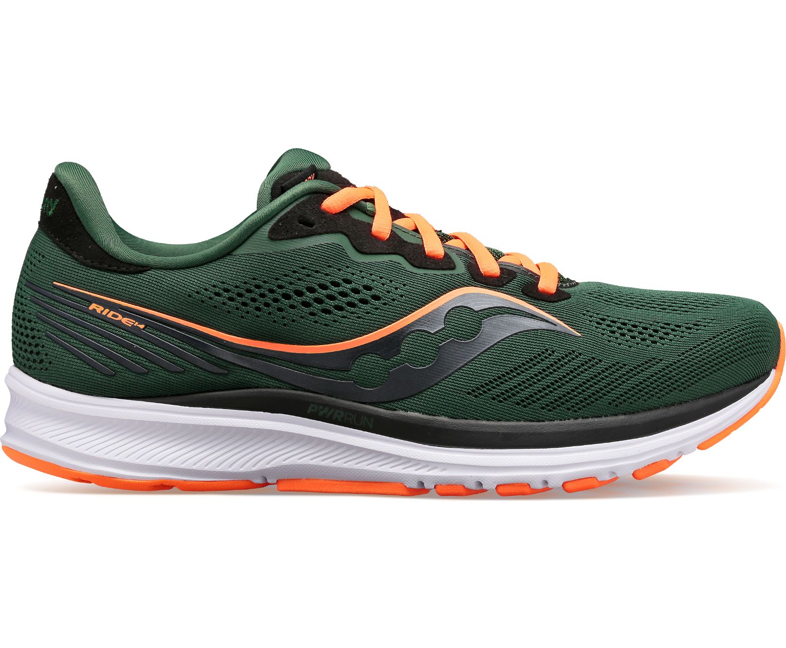 Deep Green / Orange Men\'s Saucony Ride 14 Running Shoes | DUMAJ2895