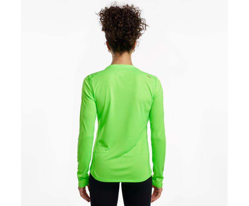 Green Women's Saucony Stopwatch Long Sleeve Shirts | BUGSP1428