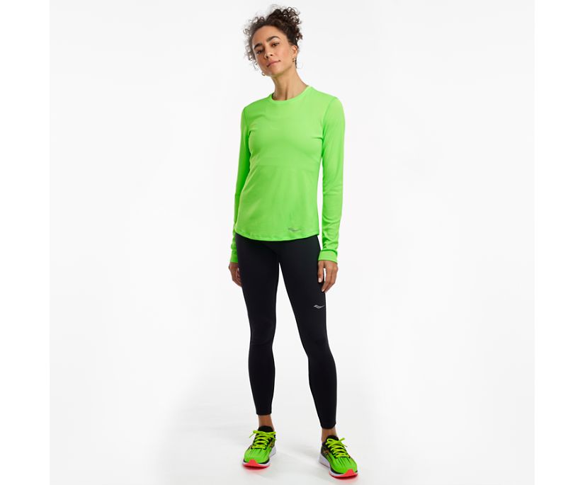 Green Women's Saucony Stopwatch Long Sleeve Shirts | BUGSP1428