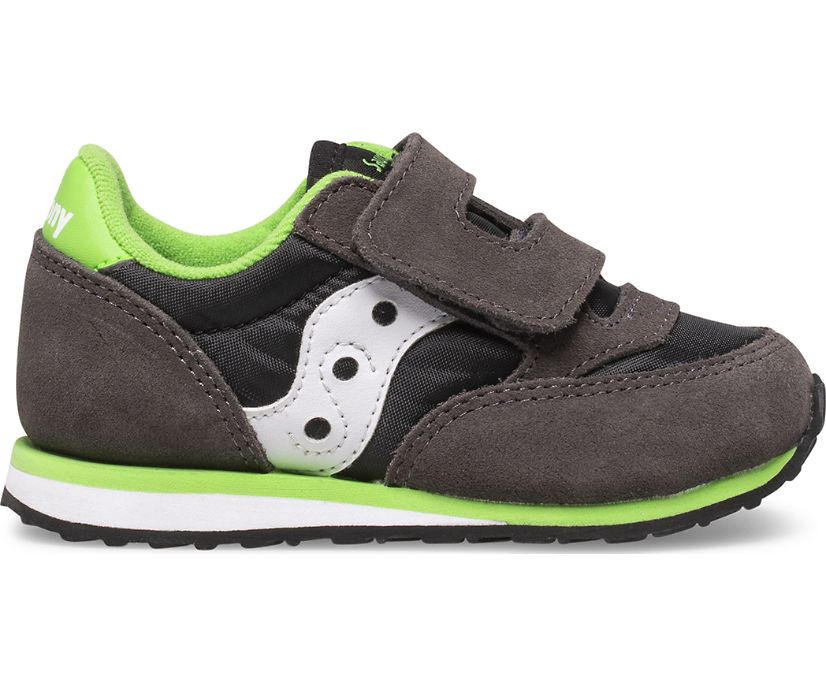 Grey / Black / Green Kids' Saucony Baby Jazz Hook & Loop Sneakers | VZSEQ9374