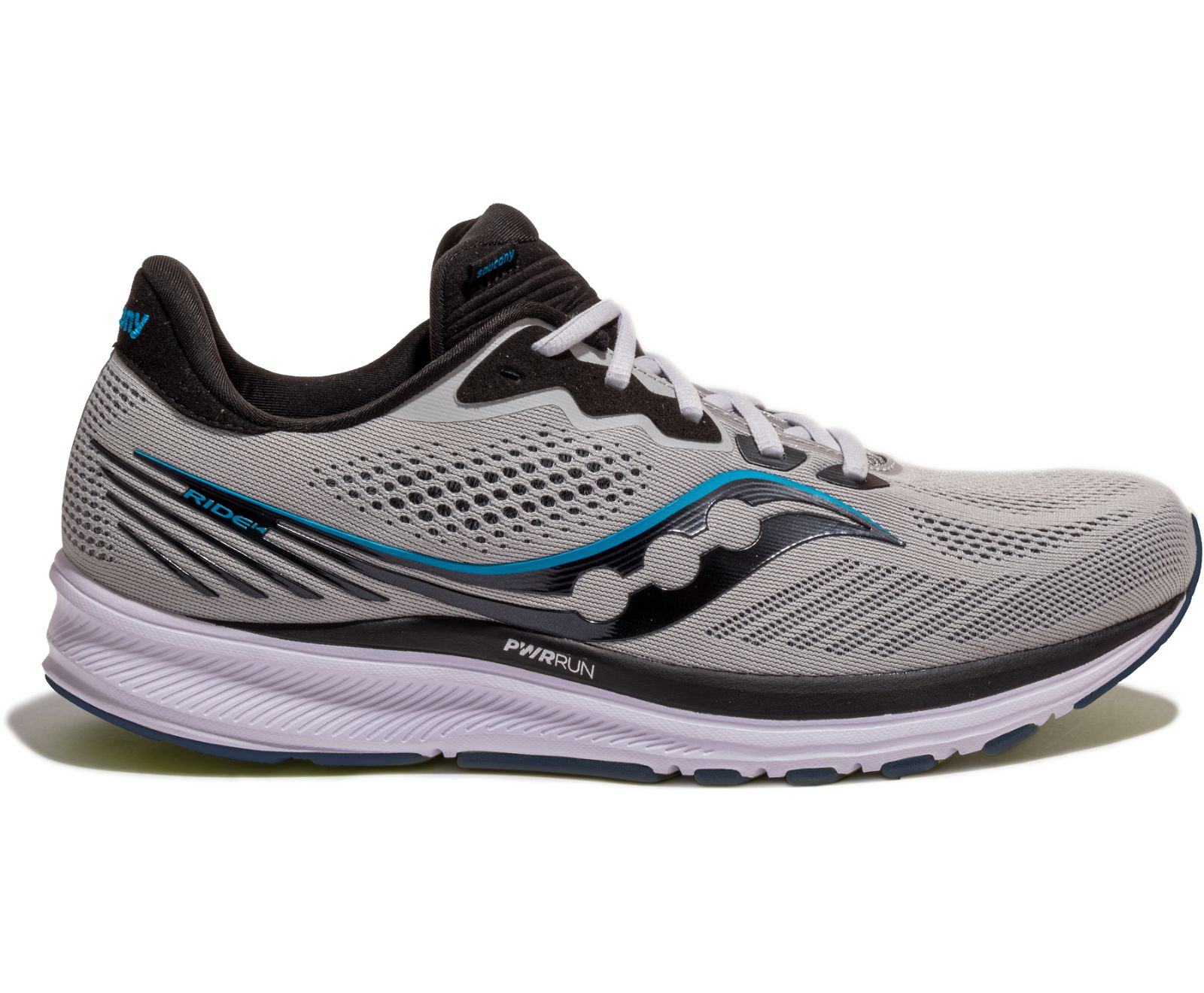 Grey / Black Men\'s Saucony Ride 14 Wide Running Shoes | RFOHX3427