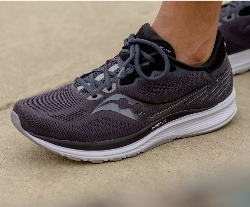 Grey / Black Women's Saucony Ride 14 Running Shoes | IMQYV6478