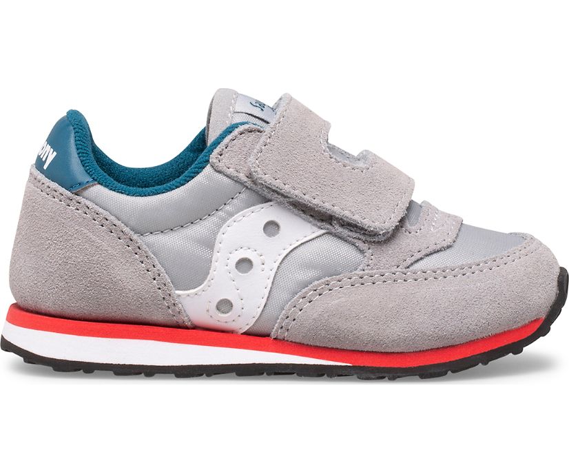 Grey / Blue / Red Kids\' Saucony Baby Jazz Hook & Loop Sneakers | HSFQC8632