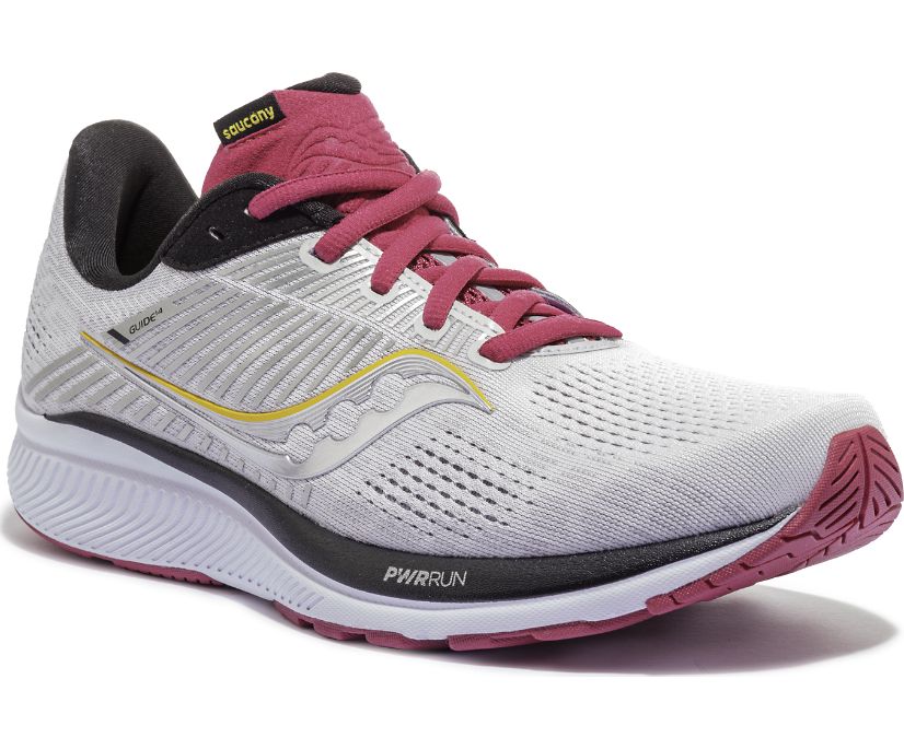 Grey / Burgundy Women's Saucony Guide 14 Running Shoes | KTXWA5612