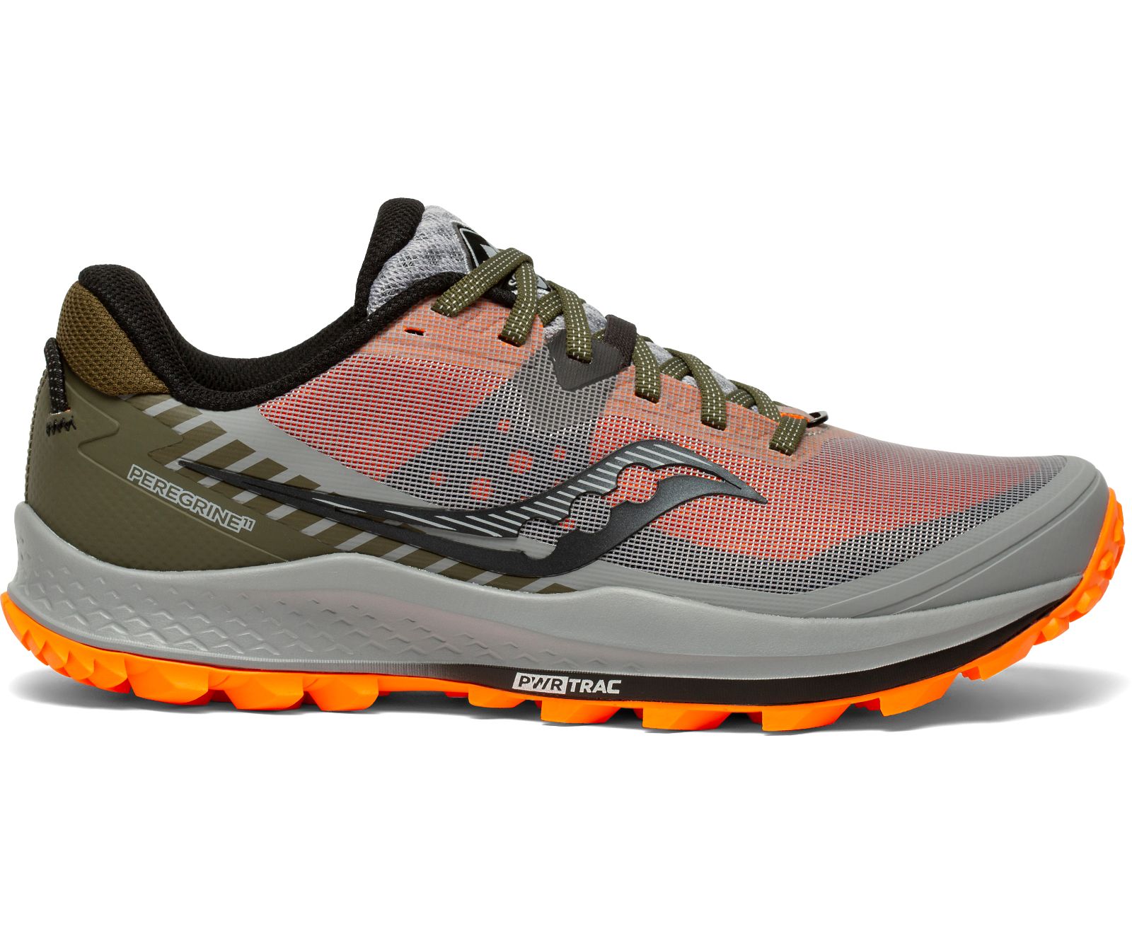 Grey / Olive / Orange Men\'s Saucony Peregrine 11 Trail Running Shoes | GWAKO5049