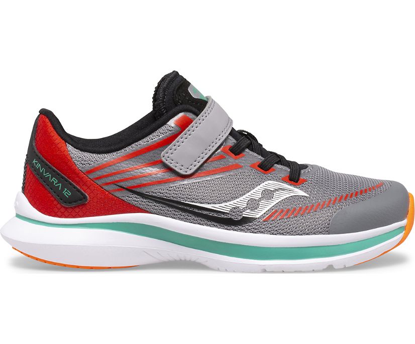 Grey / Orange Kids' Saucony Kinvara 12 A/C Sneakers | FKOTE6179