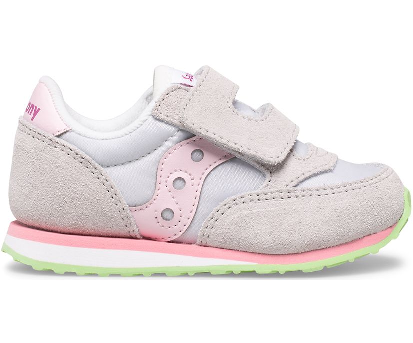 Grey / Pink / Green Kids' Saucony Baby Jazz Hook & Loop Sneakers | MVPAE8402