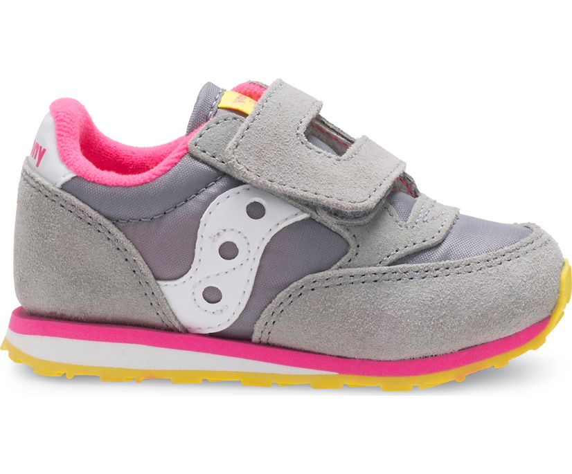 Grey / Pink Kids\' Saucony Baby Jazz Hook & Loop Sneakers | ATPDU5817