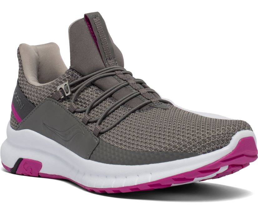 Grey / Pink Women's Saucony Stretch & Go Glide Walking Shoes | QHJRY2374