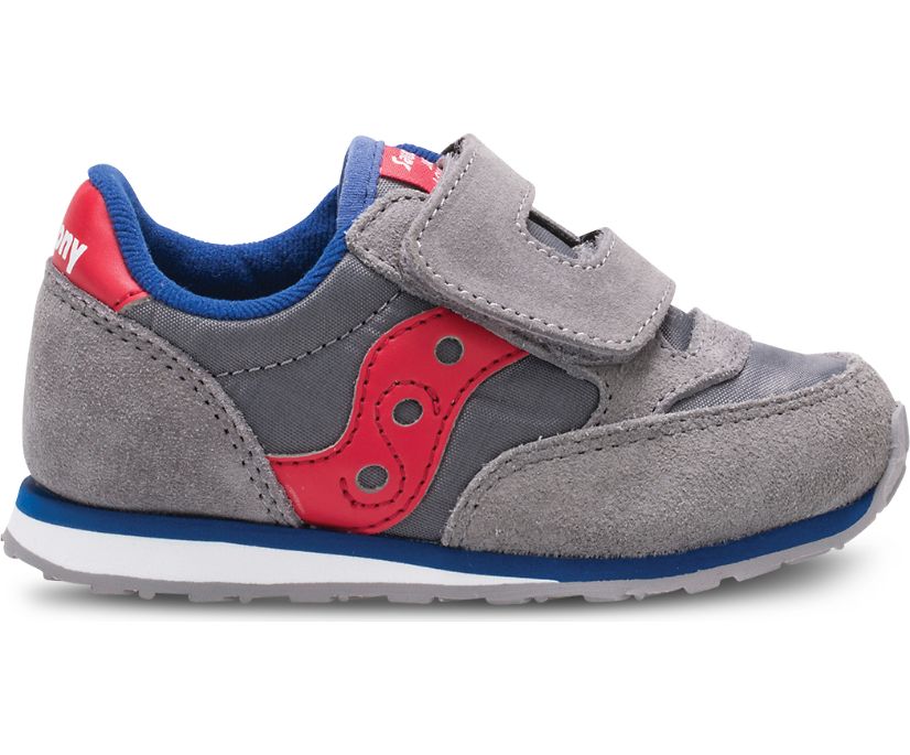 Grey / Red Kids\' Saucony Baby Jazz Hook & Loop Sneakers | HPBOZ1730