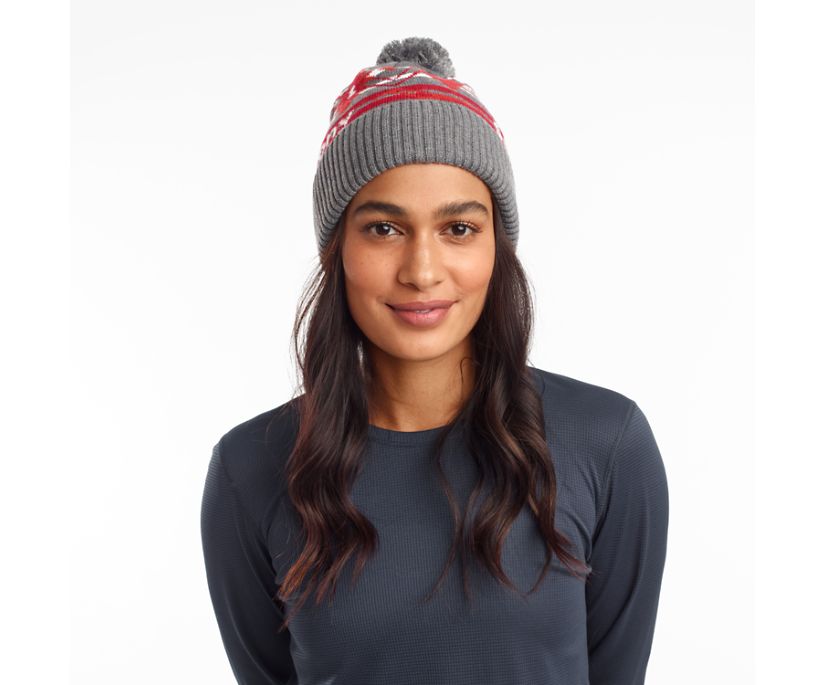 Light Grey Women\'s Saucony Rested Pom Beanies | GJOMZ7485