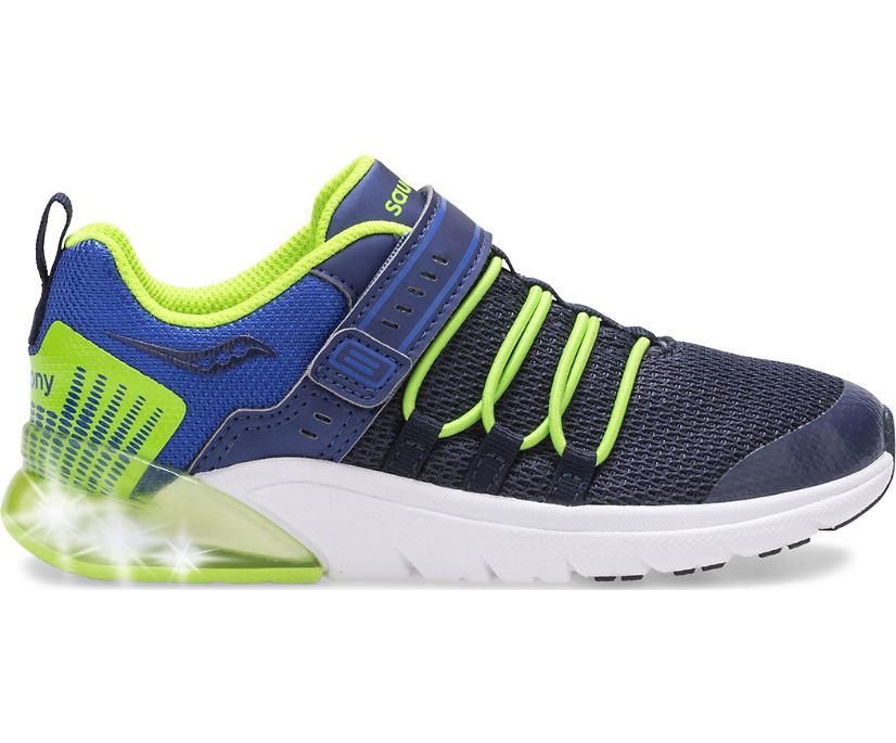 Navy / Green Kids' Saucony Flash Glow 2.0 Sneakers | HBOEJ6295