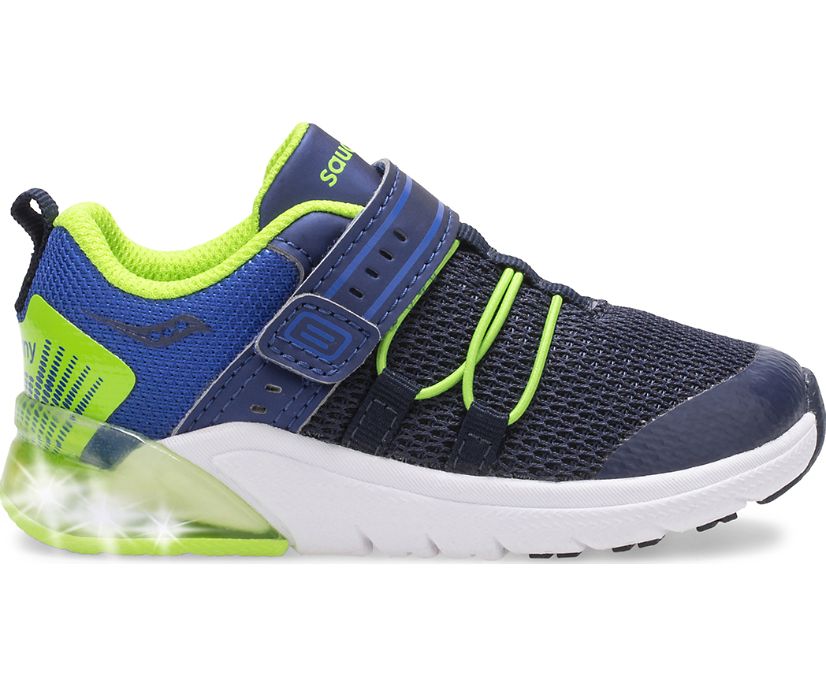 Navy / Green Kids' Saucony Flash Glow 2.0 Jr. Sneakers | LRWEP8256