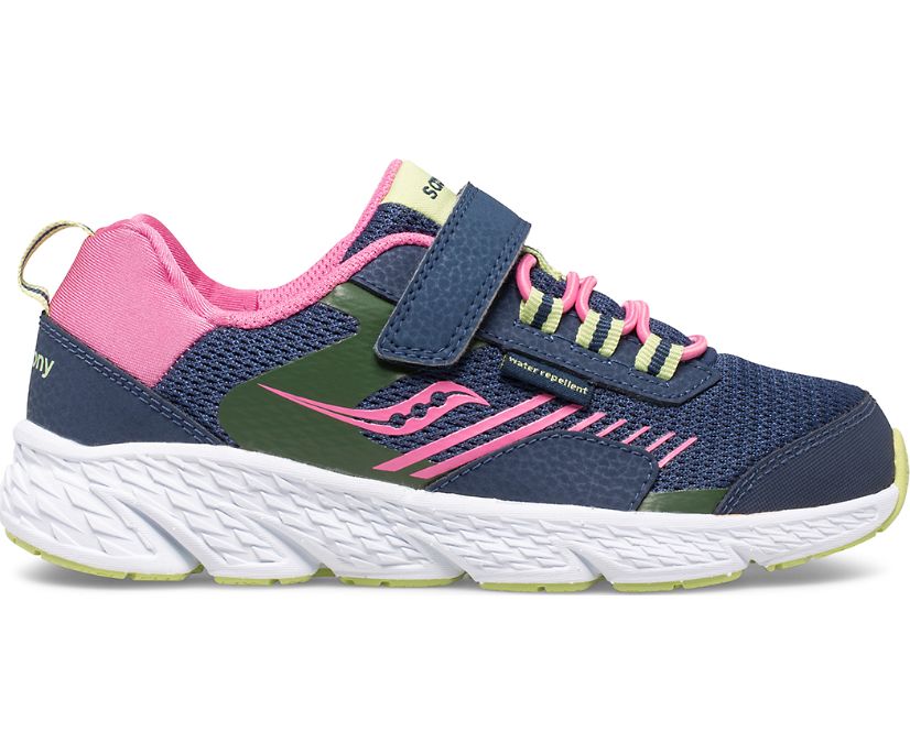 Navy / Green / Pink Kids' Saucony Wind Shield A/C Sneakers | DQSIK1426