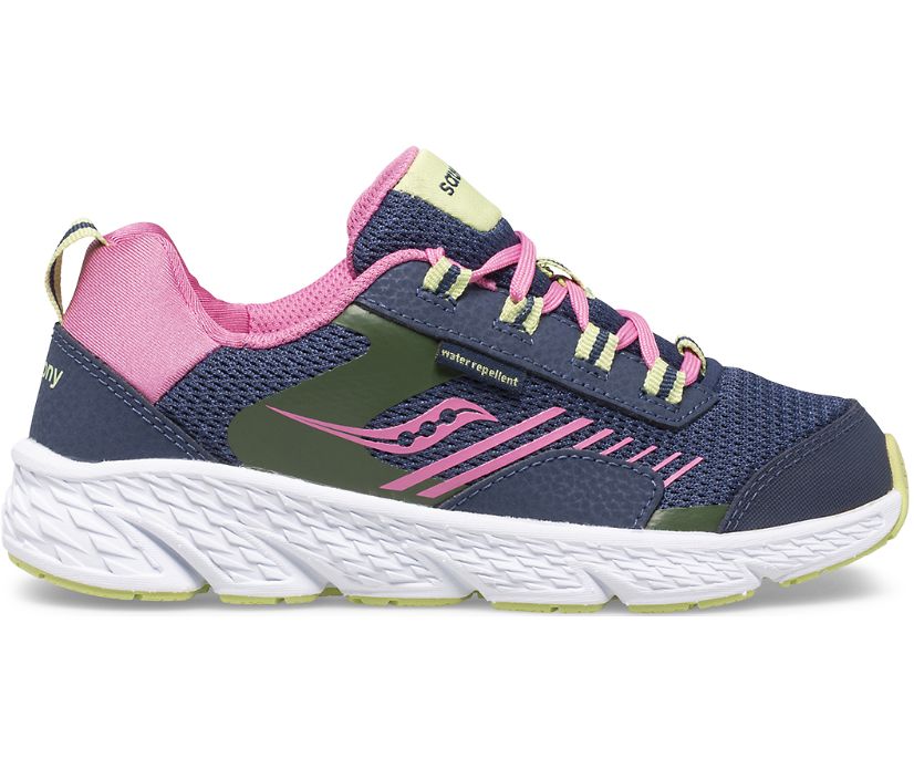 Navy / Green / Pink Kids\' Saucony Wind Shield Sneakers | QLXAK8015