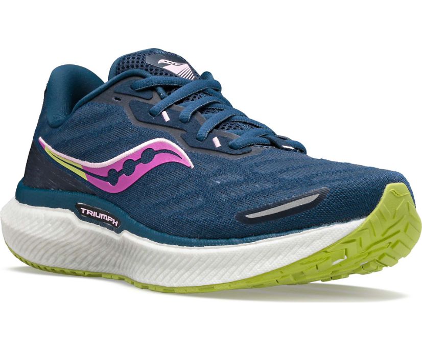 Navy / Green Women's Saucony Triumph 19 Running Shoes | ZEUCL6598