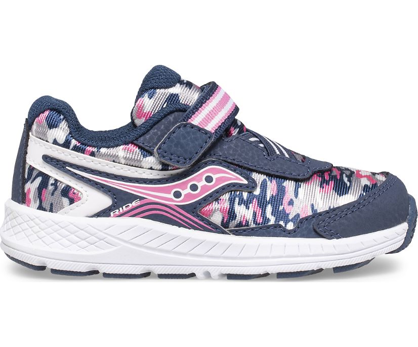 Navy / Pink / Camo Kids\' Saucony Ride 10 Jr. Sneakers | YQVMF0835