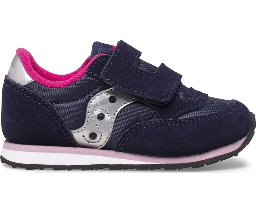 Navy / Pink Kids\' Saucony Baby Jazz Hook & Loop Sneakers | OHSKF9216