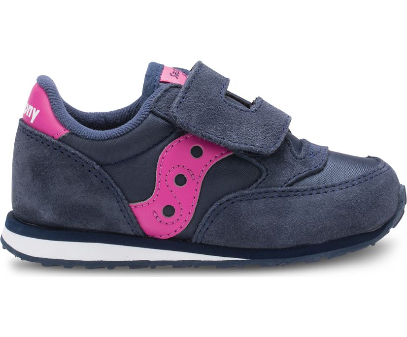 Navy / Pink Kids\' Saucony Baby Jazz Hook & Loop Sneakers | OMBPQ0491